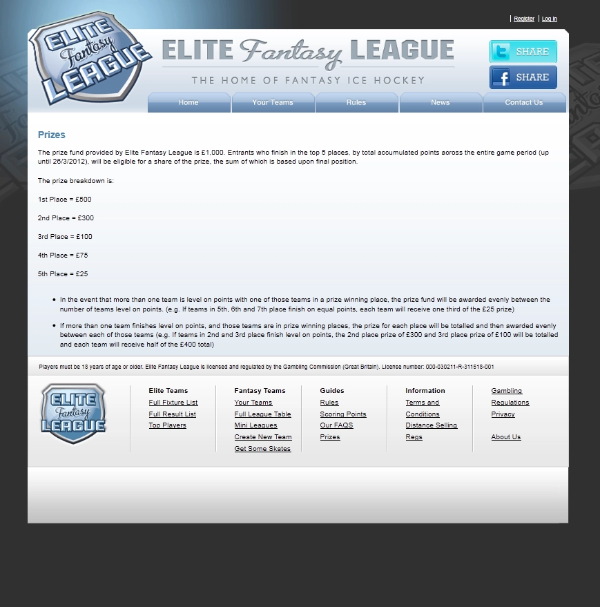 An Image from the Elite Fantasy League Website