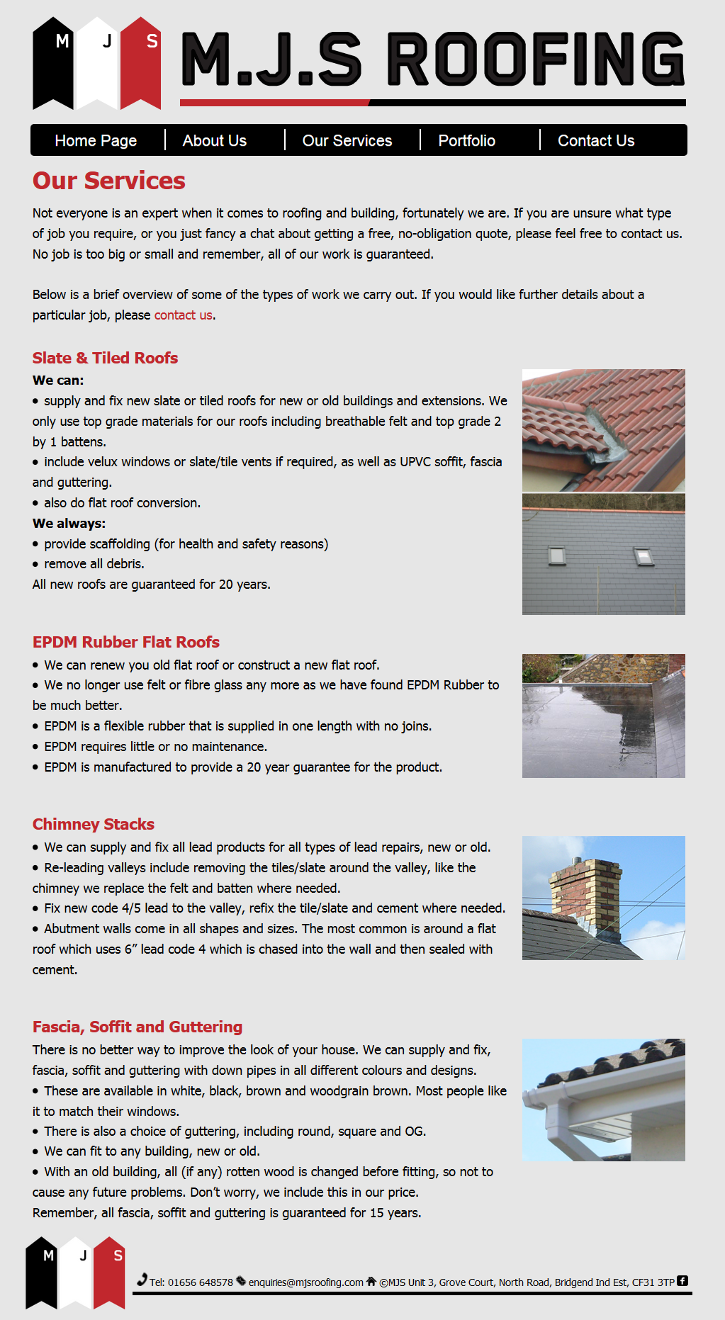 An image from the MJS Roofing website