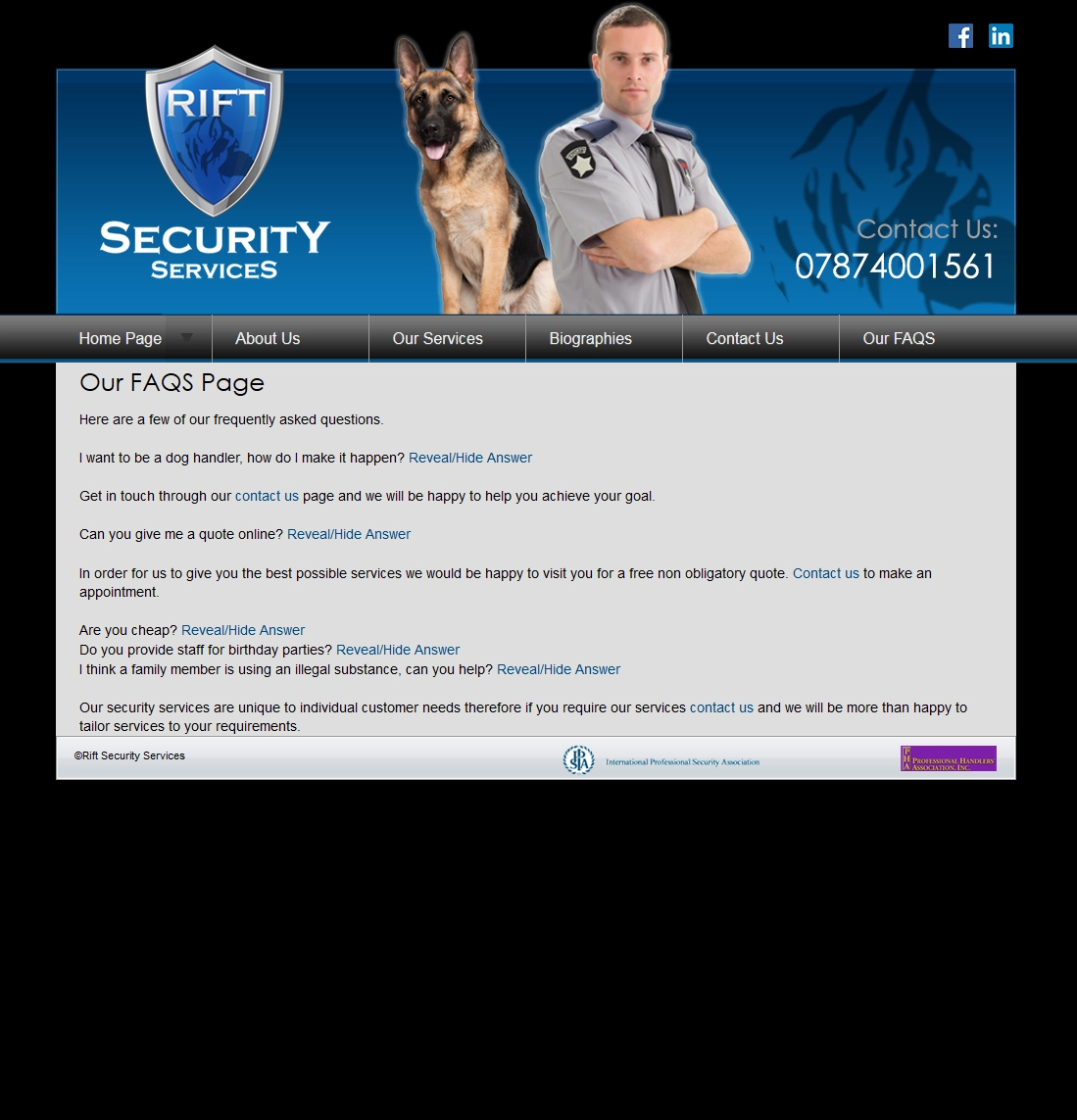 An image from the Rift Security Services website