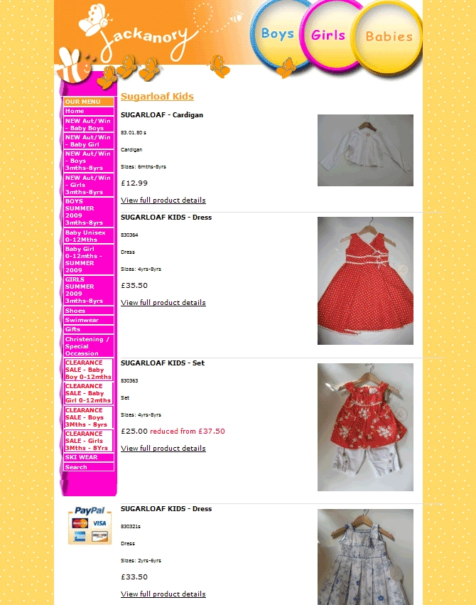 An image from the JackanoryChildrensWear Website